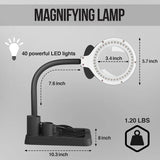 5X 10X Magnifying Glass with 40 LED Light Illuminated High Vision Magnifier Lamp Table Lamp for Reading Close Work