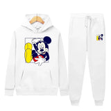 New Disney Mickey Fashion Sports Suit Printed Hoodie + Trousers 2 Pieces Set Spring And Autumn Animation Men And Women Suit