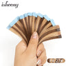 Isheeny Mini Tape Hair Extensions 12"-24" Machine Remy Skin Weft Adhesive Tape In Human Hair Natural Black Brown Blonde Tape On