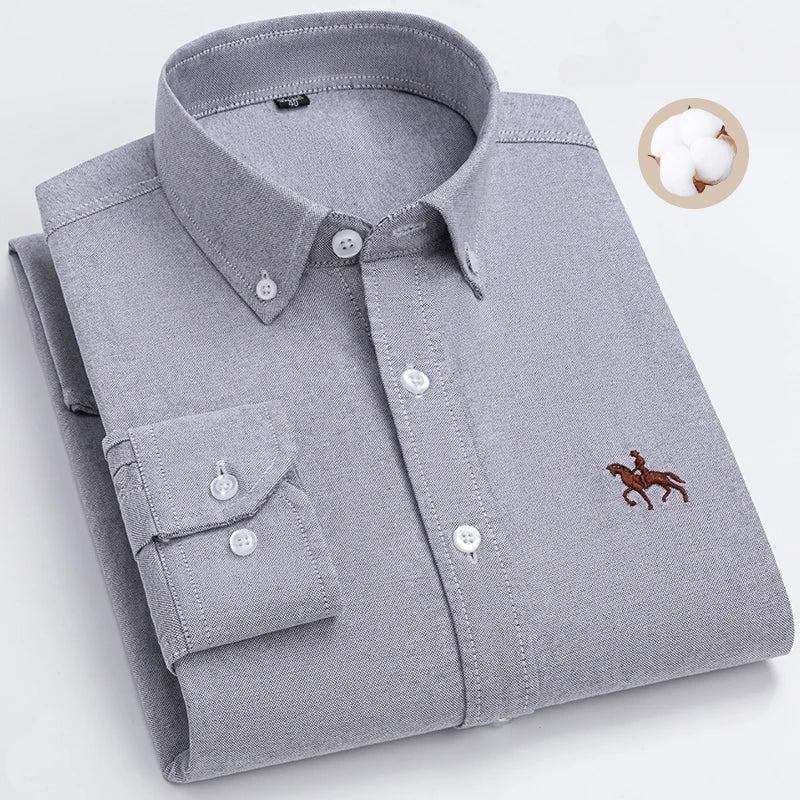 New in shirt oversize 6xl long-sleeve shirts for men 100%cotton Oxford tops slim fit formal plain shirt fashion office clothes