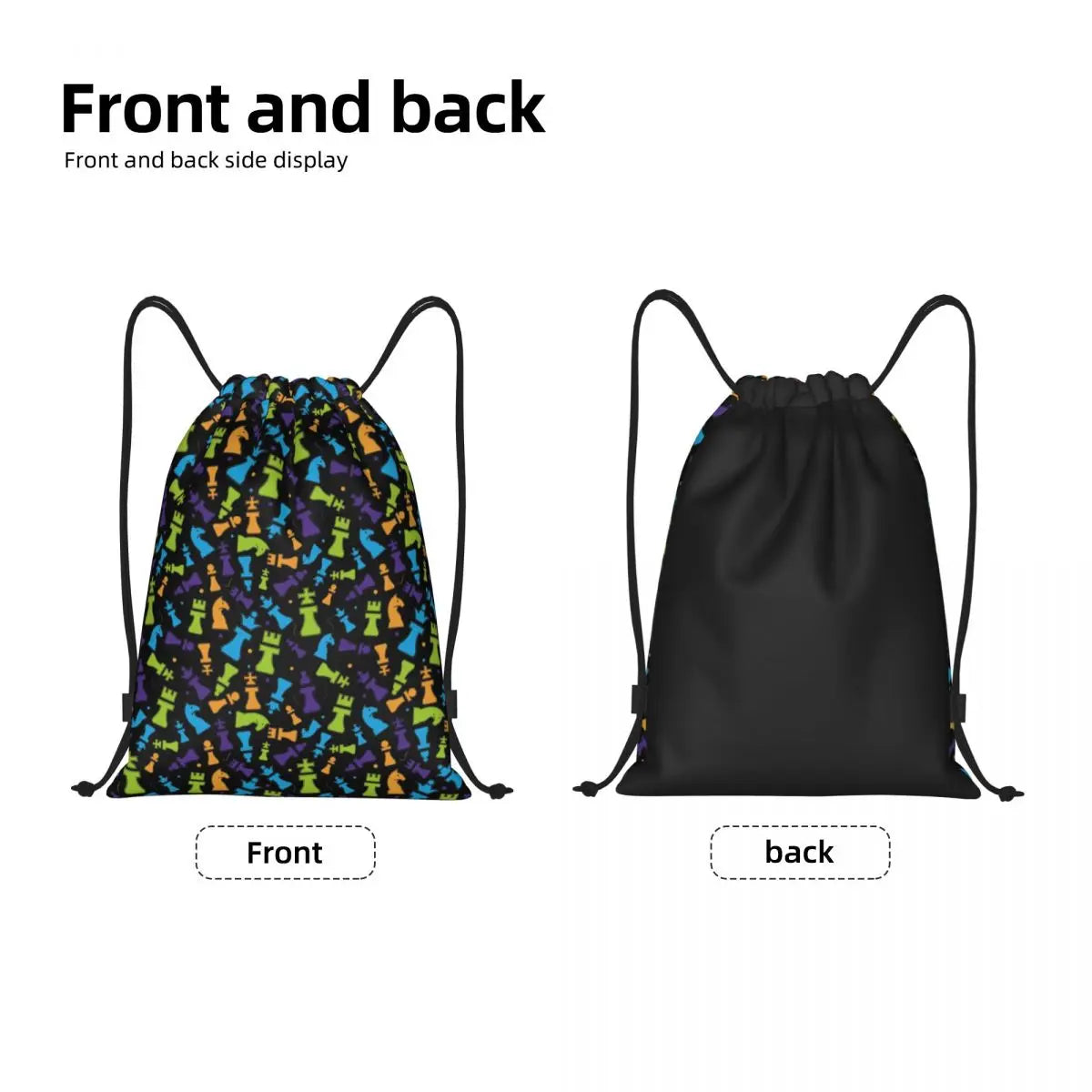 Chess Endgame Pattern Drawstring Backpack Women Men Sport Gym Sackpack Portable Board Game Shopping Bag Sack