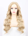 Kalyss Synthetic 18 Inches Ombre Blonde Curly Wavy Wigs Middle Part Body Wave Wig Full Machine Made Wig for Black White Women