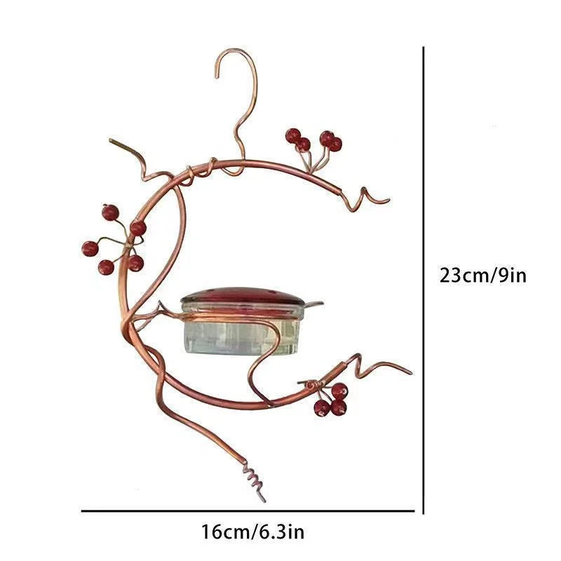 Metal Red Berries Hanging Hummingbird Feeder Detachable Bird Water Drinker For Outdoors Courtyard Patio Garden Yard Decoration