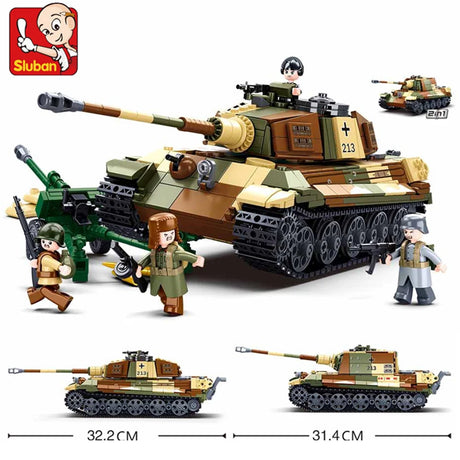 Military Challenger Leopard Panther Heavy Main Battle Tank Soldier Building Blocks Plastic Model Bricks Army Toys for Children