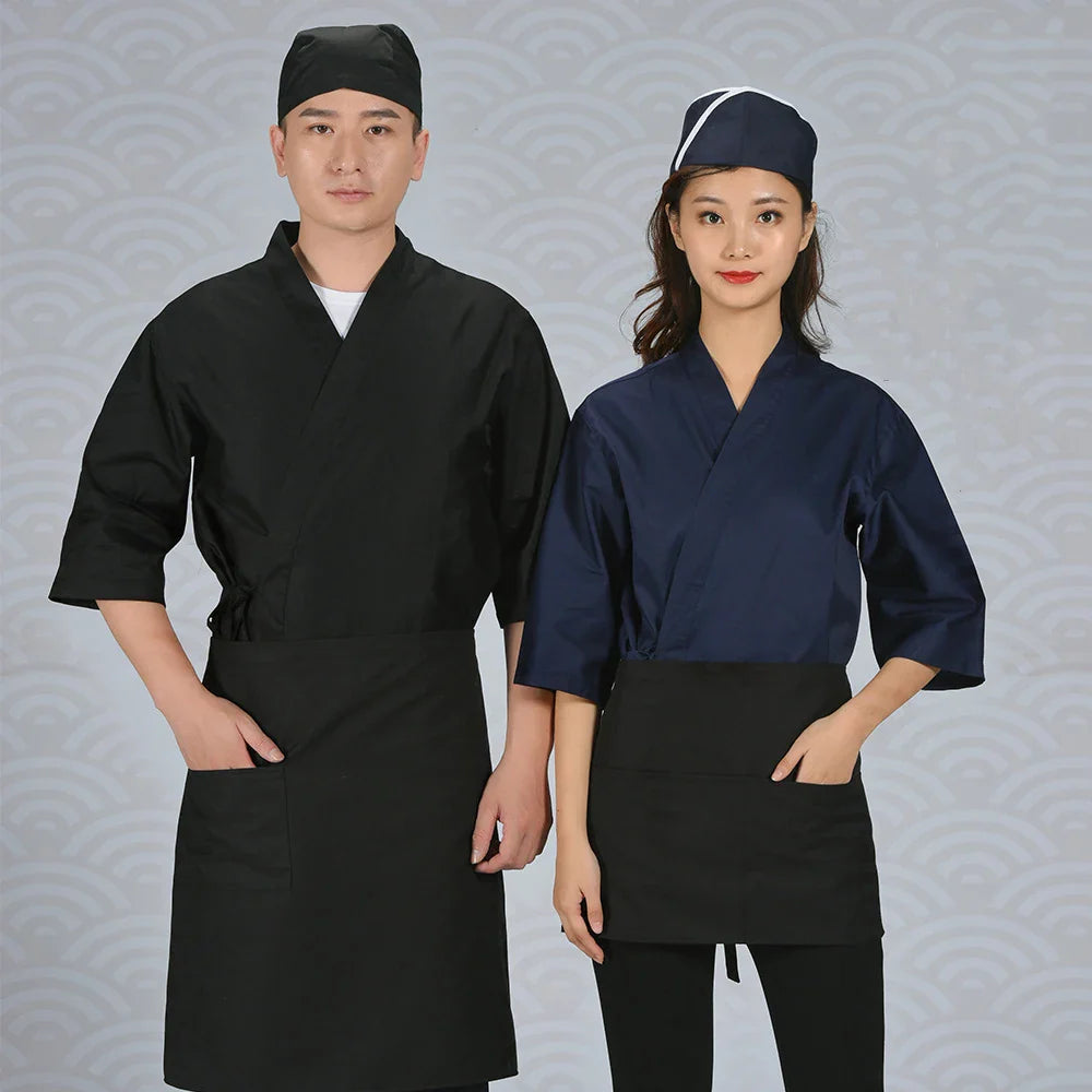 JEMMA LEONG Japanese Cuisine Clothing Kimono Sushi Restaurant Izakaya Chef Uniform For Women Men Waitress Waiter