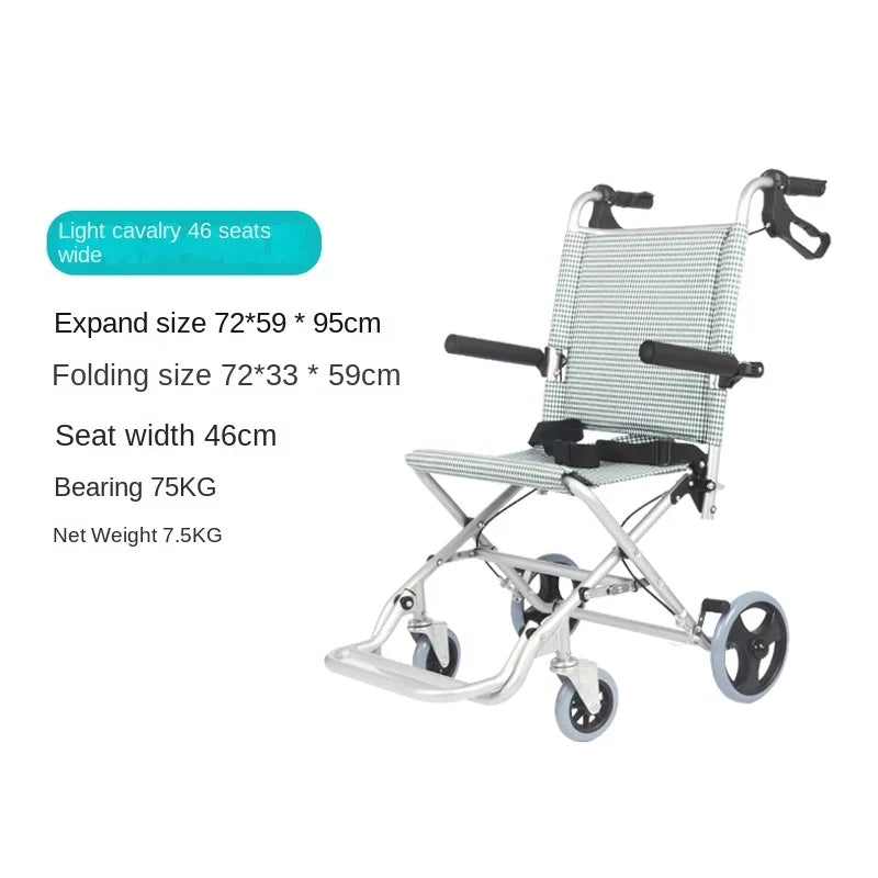 Aluminum Alloy Elderly Wheelchair with Pedal Portable Folding Travel Trolley Elderly Simple Mobility Aids Hand-pushed Wheelchair