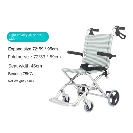 Aluminum Alloy Elderly Wheelchair with Pedal Portable Folding Travel Trolley Elderly Simple Mobility Aids Hand-pushed Wheelchair