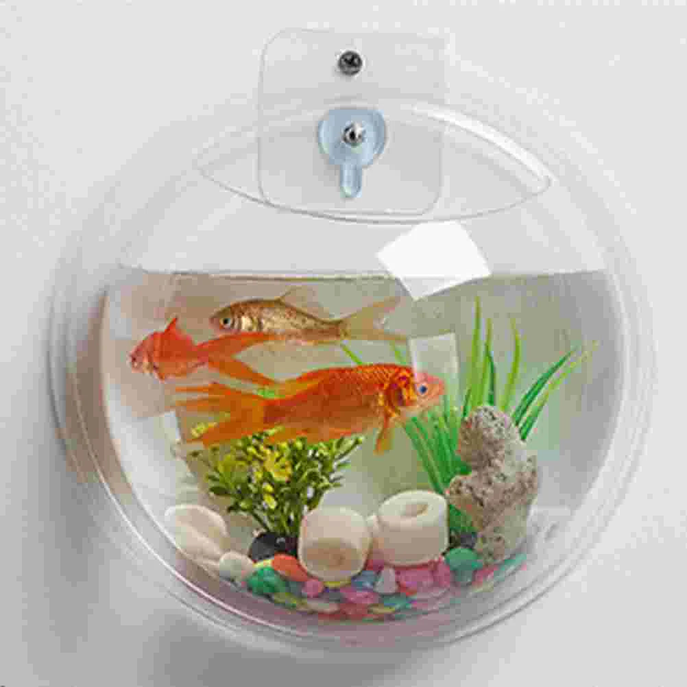 Wall Hanging Plant Terrarium Acrylic Clear Wall Fish Bowl Wall Mounted Betta Fish Tank Fish Bubble Aquarium Decorative Flower