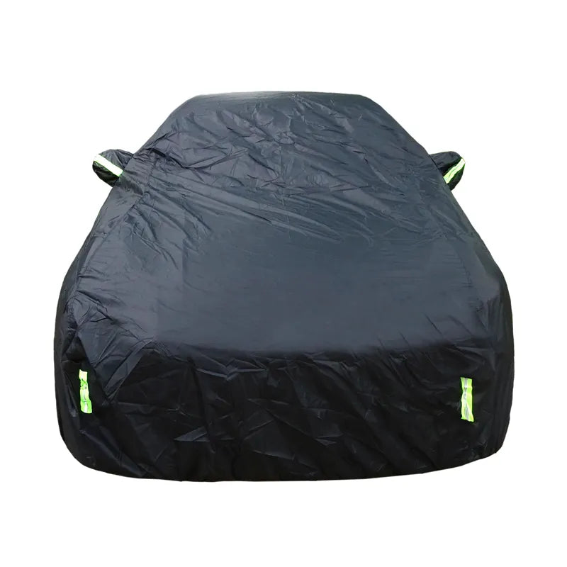 Universal SUV/Sedan Full Car Covers Outdoor Waterproof Sun Rain Snow Protection UV Car Zipper Design Black Car Case Cover S-XXL