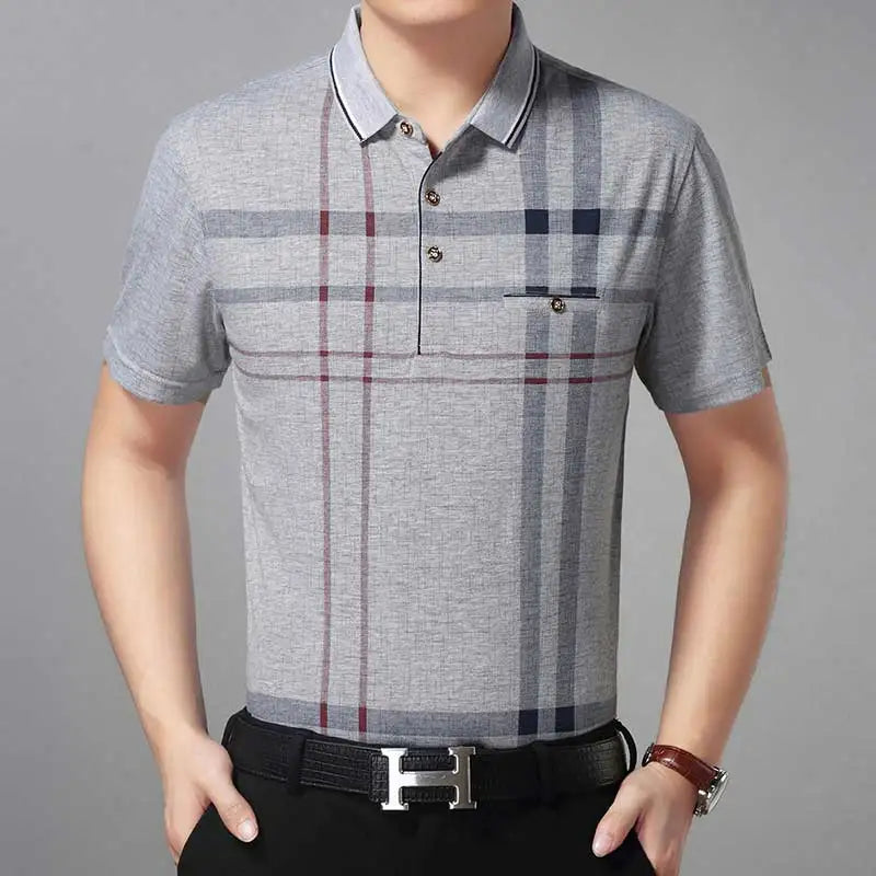 2022 Hot Real Pocket Bodybuilding Short Sleeve Polo Shirt Men Plaid Polos Summer Pol Tee Shirts Mens Dress Poloshirt Jersey 1398