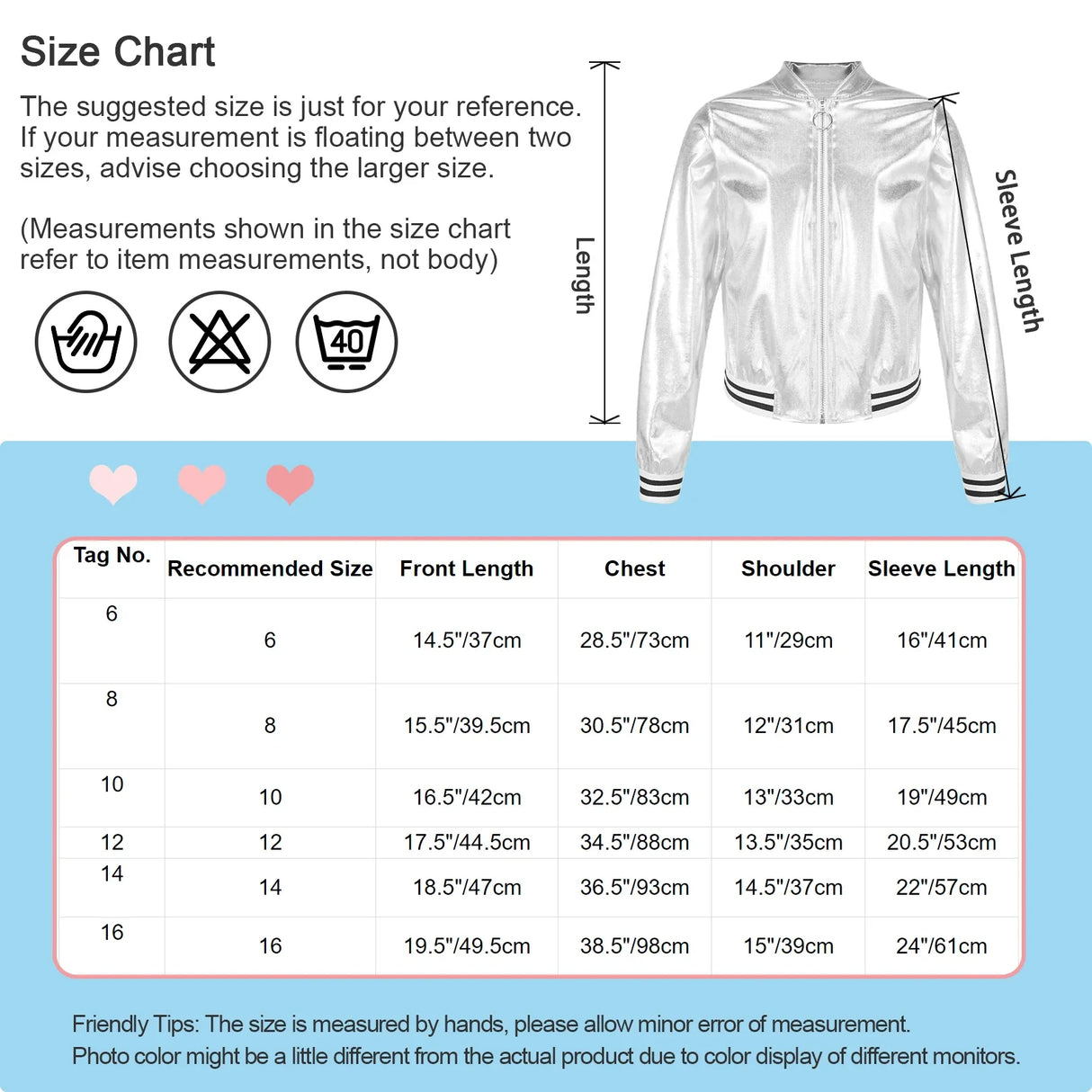 Kids Girls Shiny Baseball Jacket Bolero Disco Blazer Street Dance Wear Long Sleeve Metallic Zipper Bomber Coat Outerwear