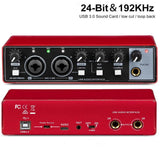 MD22 Recording Sound Card 48V Phantom Power 24-bit/192 KHZ USB Audio Interface with Loopback Monitor for Guitar Recording