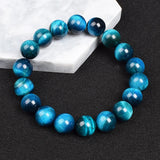 Real Natural Blue Tiger Eye Bracelet Azure Color High Quality Round Stone Beads Handmade Bracelets For Men Women Jewelry Pulsera