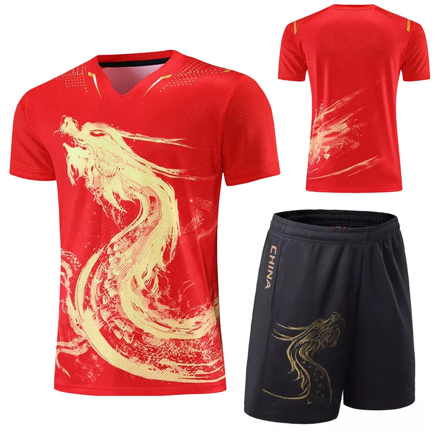 Latest China Dragon table tennis suit Jerseys Men Women Child China Ping Pong Suits Table Tennis Clothes Table Tennis T Shirts