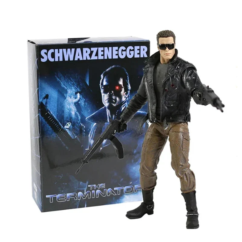 NECA Terminator 2 Judgment Day T-1000 Motorcycle Ultimate Copy T-800 Tech Noir Police Station Assault 18cm PVC Action Figure Toy