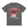 Funny I Am Fighting My Demons and The Are Winning Mouse Meme T-shirt Creative men Short Sleeve Plus Size Women T-shirts