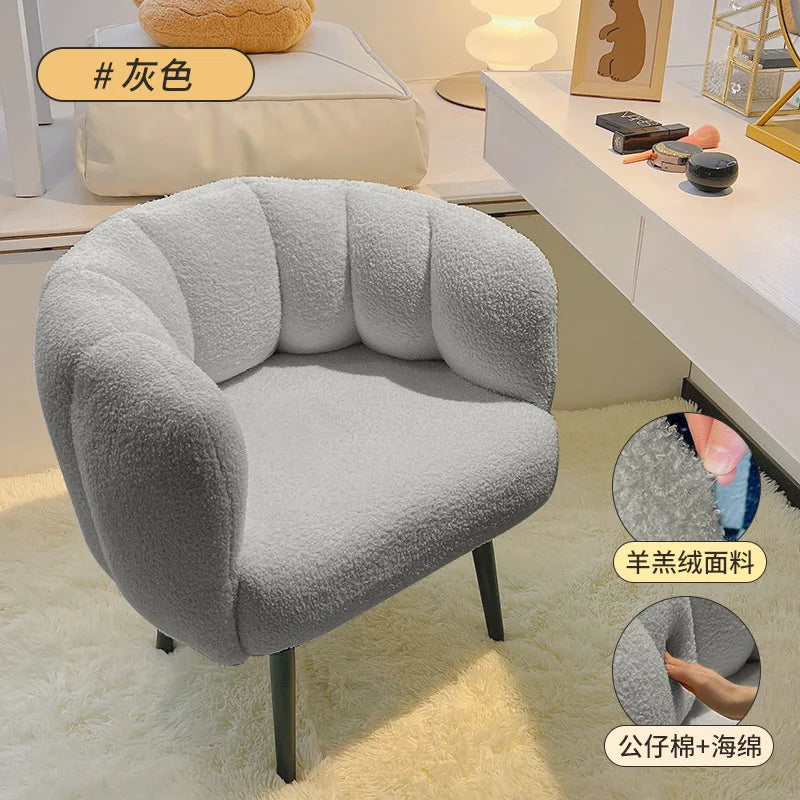 Pumpkin Living Room Chair Nordic Ins Make up Vanity Chair Single Sofa Bedroom Balcony Chairs Soft Sherpa Leisure Seat Home