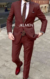 2023 Men's Suit   Handsome Casual 2 Piece Suit For Men Wedding Tuxedos Notched Lapel Groomsmen  Business  Prom Blazer