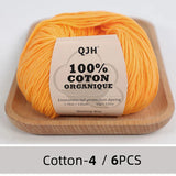 QJH 100% Cotton Yarn, Cotton Baby Sport Weight Yarn, Amigurumi Yarn, Summer Soft Yarn, Crochet/Knitting Yarn - 6 Pcs