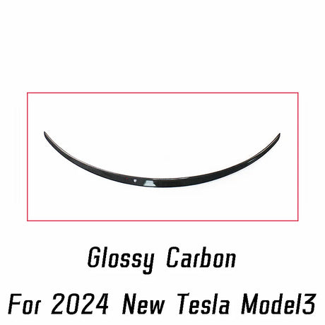 For 2024 New Tesla Model 3 Rear Trunk Lid Boot Ducktail Lip Car Spoiler Wings ABS Black Carbon Exterior Tuning Accessories Part