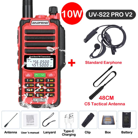 Baofeng UV S22 PRO V2 IP68 Walkie Talkie Waterproof Dual Band 136-174/400-520MHz Ham Radio Upgraded Of UV9R UV5R Pro 50KM Range