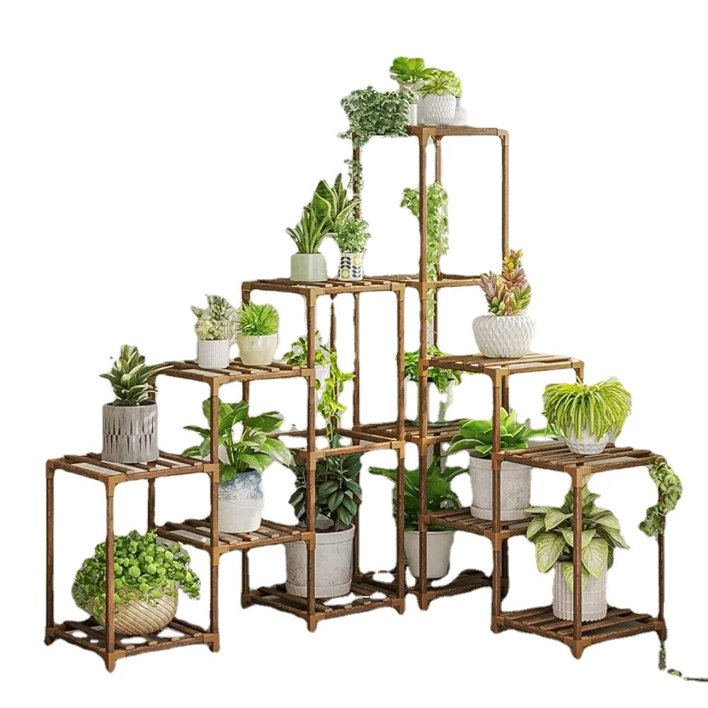 Flower Pots Stand, Indoor Corner Plant Shelf Outdoor Flower Shelves Wooden Plant Stands Garden Wood Plant Holder Rack