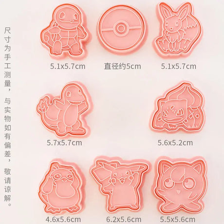 8 Piece Christmas pokemon Cartoon Pikachu Cookie Set Pokemon Pikachu Action Figures DIY Cake Printing Stencils Birthday Gifts