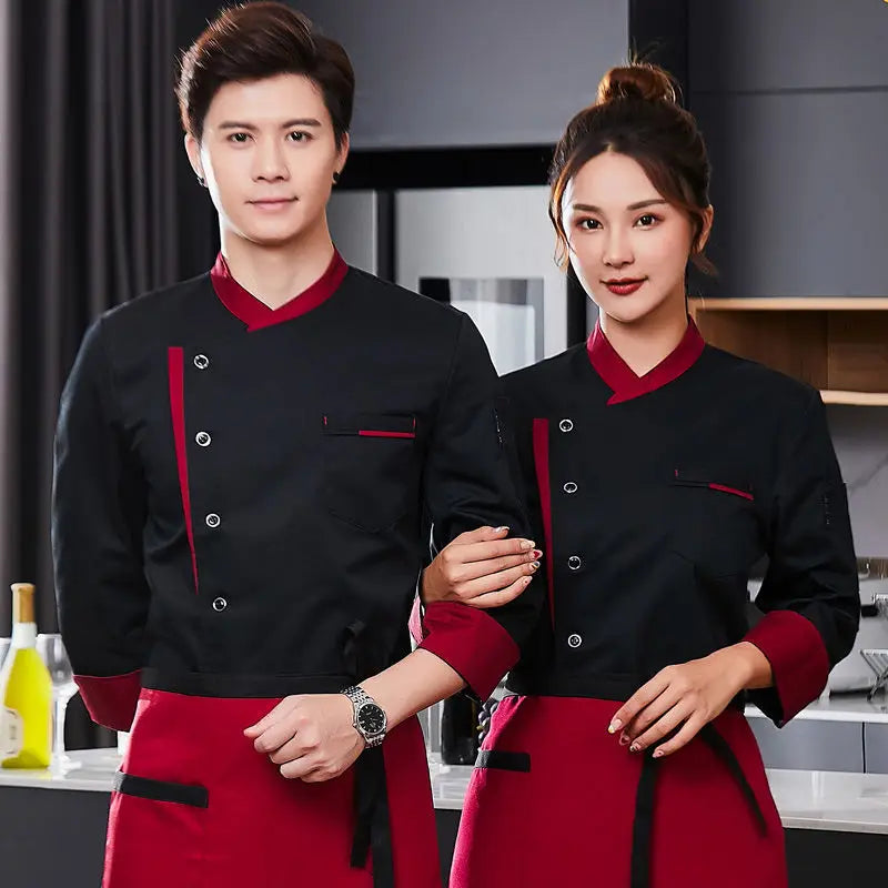 Restaurant Chef Jacket Top Long short Sleeve Hotel Cafe Kitchen Work Wear Bakery Cooking Tops Fast Food Chef Uniform for men