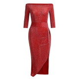 Plus Size Women's Fashion Sexy Strapless High Slit Tight Dress Long Sleeve Dress New Fashion Simple Versatile dress  2023