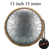 Hluru Glucophone Steel Tongue Drum 14 Inch 15 Notes Tone Key C Ethereal Drum 13 Inch Handpan Percussion Musical Instrument