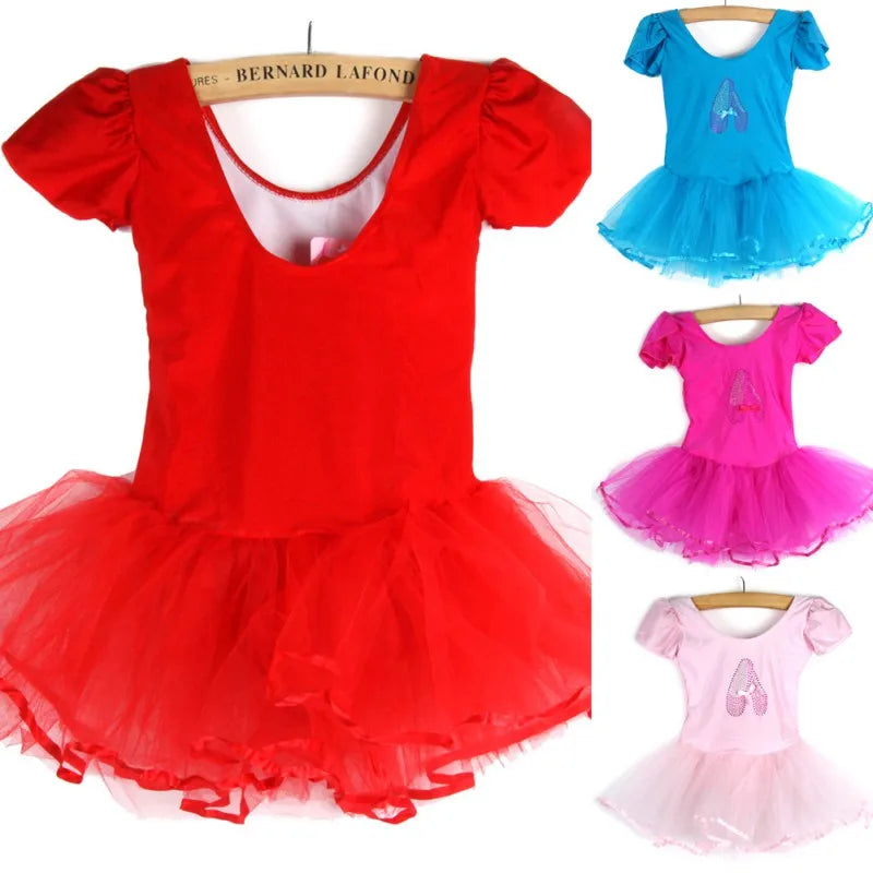 1PC Kids Girls Short Sleeved Ballet Dress Children Ballerina Tutu Girl Leotard Dancewear Stage Clothing