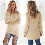 2023 Women's Winter Fleece Fluffy Sweater Jumper Ladies Warm Pullover Tops Blouse Shirt Clothing Plus Size