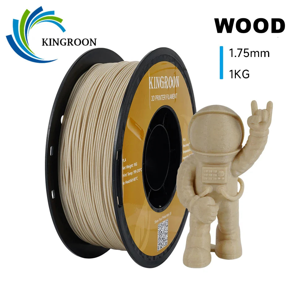 KINGROON 3D Printer Filament Wood PLA 1.75mm 1kg Spool Wood-based Printing Material , Wood-like 3D Printer Model