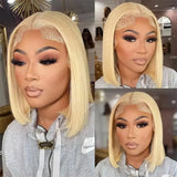 Blonde Bob Wigs Straight Short Human Hair 613 HD Lace Front Wigs Natural Hairline Pre Plucked Short Bob Wigs for Black Women