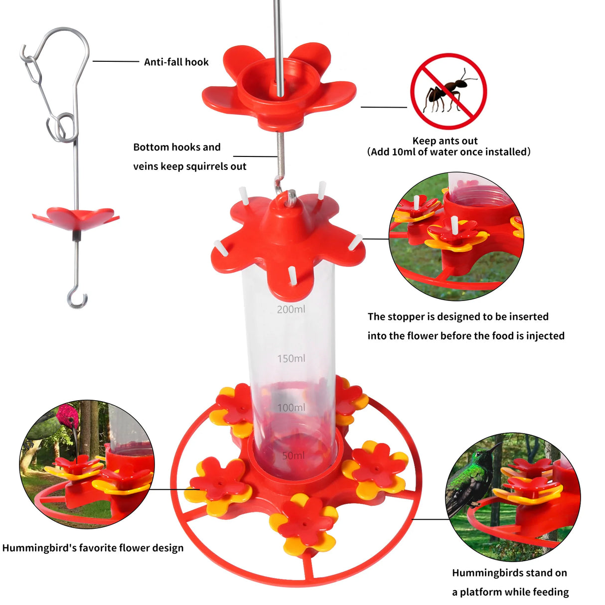 Outdoor Hanging Hummingbird Feeder Anti Ant Garden Courtyard Feeding Honey Water Bird Feeder Bird Feeding Supplies