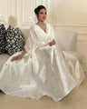 Prom Dress Saudi Arabia Satin Draped Applique Pleat Evening A-line V-Neck Bespoke Occasion Gown Long Sleeve Dresses