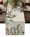 Modern Elegant Table Runner Eucalyptus Berries Robin Table Runner Christmas Wedding Decoration Tablecloth Home Party Decor