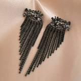 Fashion Statement Earring Long Full Rhinestone Big Earrings For Women Euorpe Evening Party Crystal Tassel Earings Wholesale