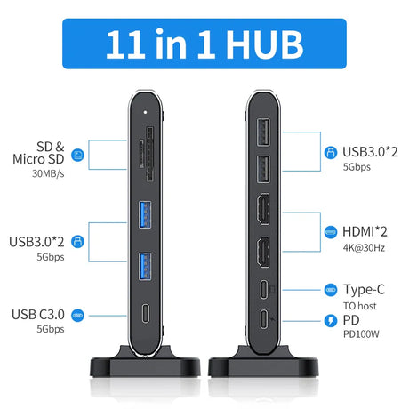 LENTION USB C HUB Docking Station 10 IN 1 4K60Hz HDMI PD100W Card Reader Type-C USB 3.0 Adapter for New MacBook Pro Air Laptop