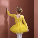 Girls Ballet Dance Tutu Dress Kids Short /Long Sleeves Tulle Bowknot Skate Gymnastics Christmas Birthday Party Leotard Dancewear