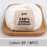 QJH 100% Cotton Yarn, Cotton Baby Sport Weight Yarn, Amigurumi Yarn, Summer Soft Yarn, Crochet/Knitting Yarn - 6 Pcs