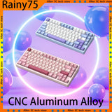 Wob Rainy75 Mechanical Keyboard CNC Aluminum Alloy RGB Wireless Tri-Mode Bluetooth USB Gasket Gamer Hot-Swap Pc Gaming Keyboard