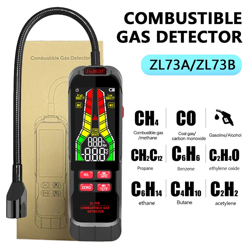 Handheld Combustible Gases Leak Detector Natural Gases Leakage Tester Portable Combustible Gases Concentration Analyzer Meter