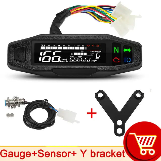 Newest Universal 12000 RPM Motorcycle Speedometer Oil Gauge Tachometer Digital Meters Instrument Cluster Turn Signal Light