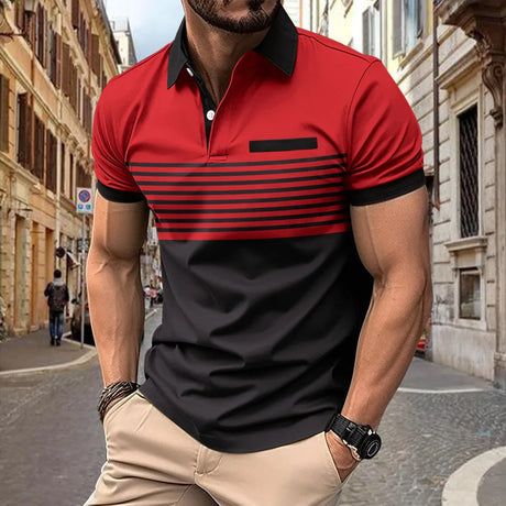 Summer 2024 New Men'S Polo Short Sleeve Lapel Button Solid Color Oversized Polo Shirt Fashion Casual Top S-3XL