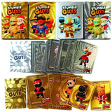 55Pcs/Set Anime Stumble Guys Cards Xmas Gold Silver Foil Shiny Board Game Collection Flash Figure Trading Card Christmas Gift