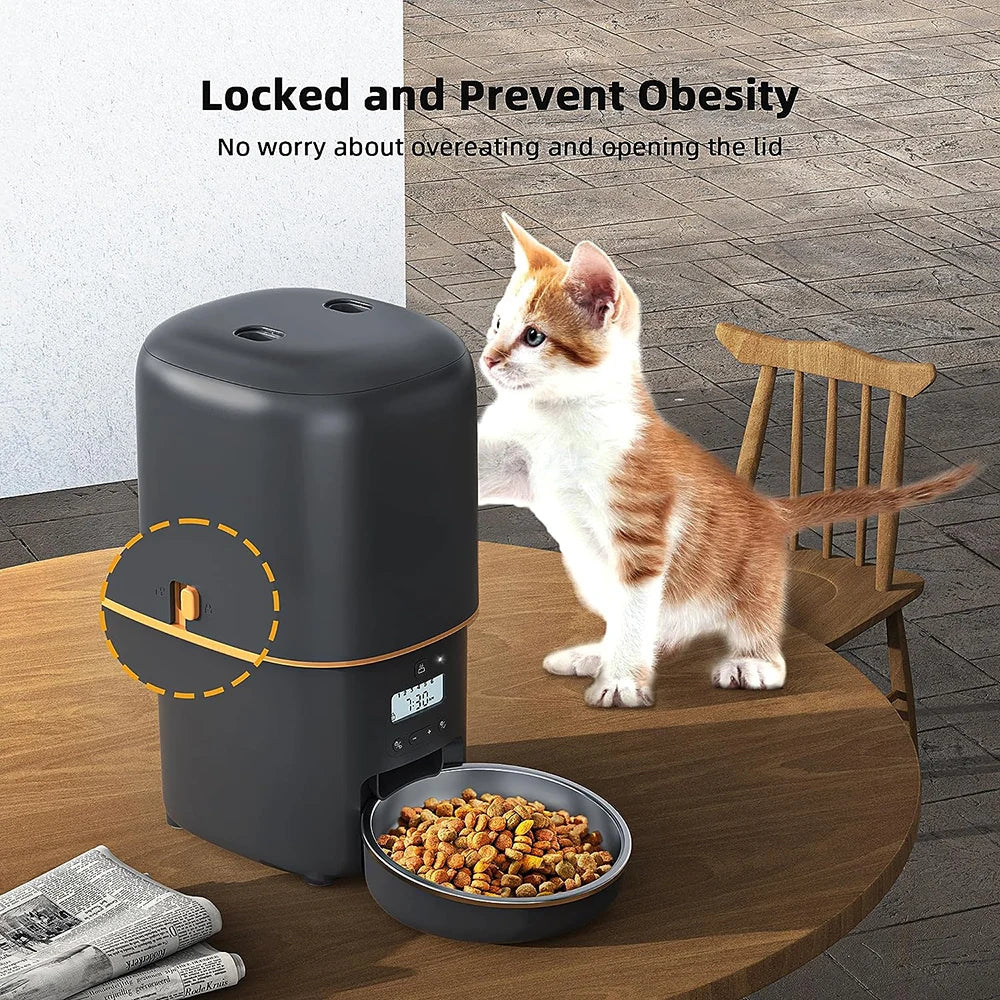 Automatic Cat Feeder Smart Pet Feeder, Timed Automatic Dog Feeder 1-6 Meal Control, Cat Feeder Cat Food Dispenser