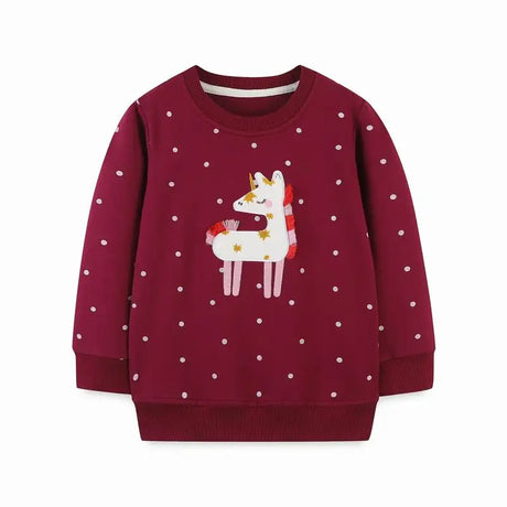 Little maven Baby Girls Sweatshirts Cotton Cartoon Alpaca Hoodies Kids Tops Autumn Casual Clothes Jacket Coat for Child