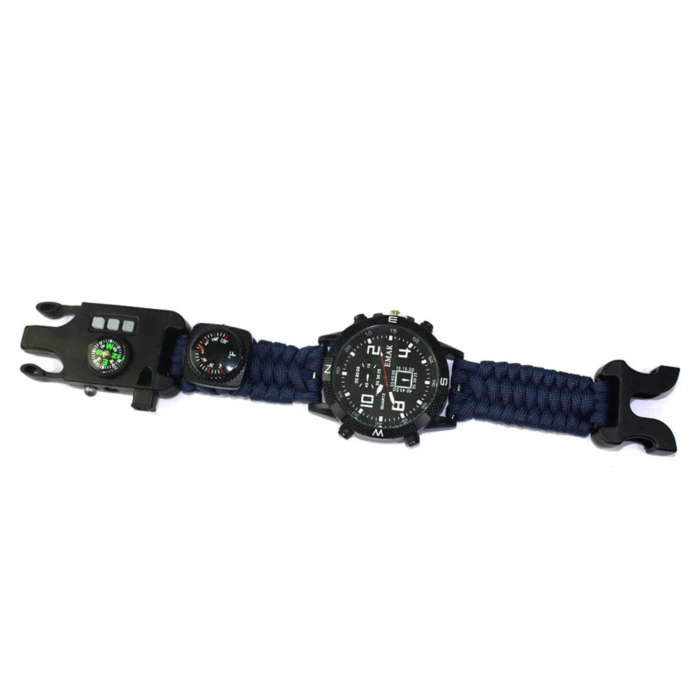 Outdoor Multifunction Safety Equipment Tools Survival Camping EDC Bracelet Rope Tactical Watch