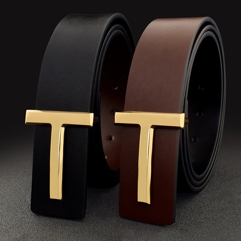 High Quality T Letter Designer Belt Denim Formal Leather Black Belt Men Fashion Luxury Designer Leather Belt